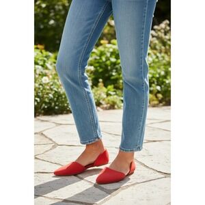 Michelle McDowell Womens Pointed Toe D'Orsay Flats Shoes Red Slip On Size 8